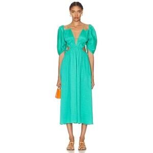 CULT GAIA Emerald green Erba Charlize Cut Out Midi Dress XS